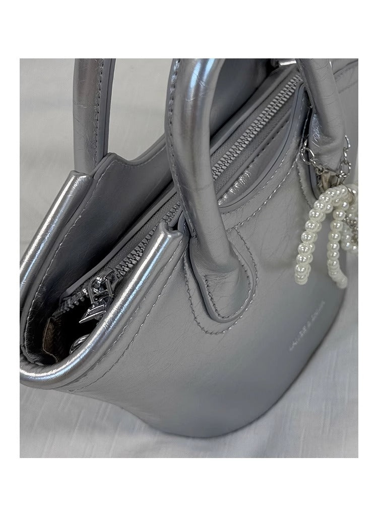 高级感酒红色复古水桶包