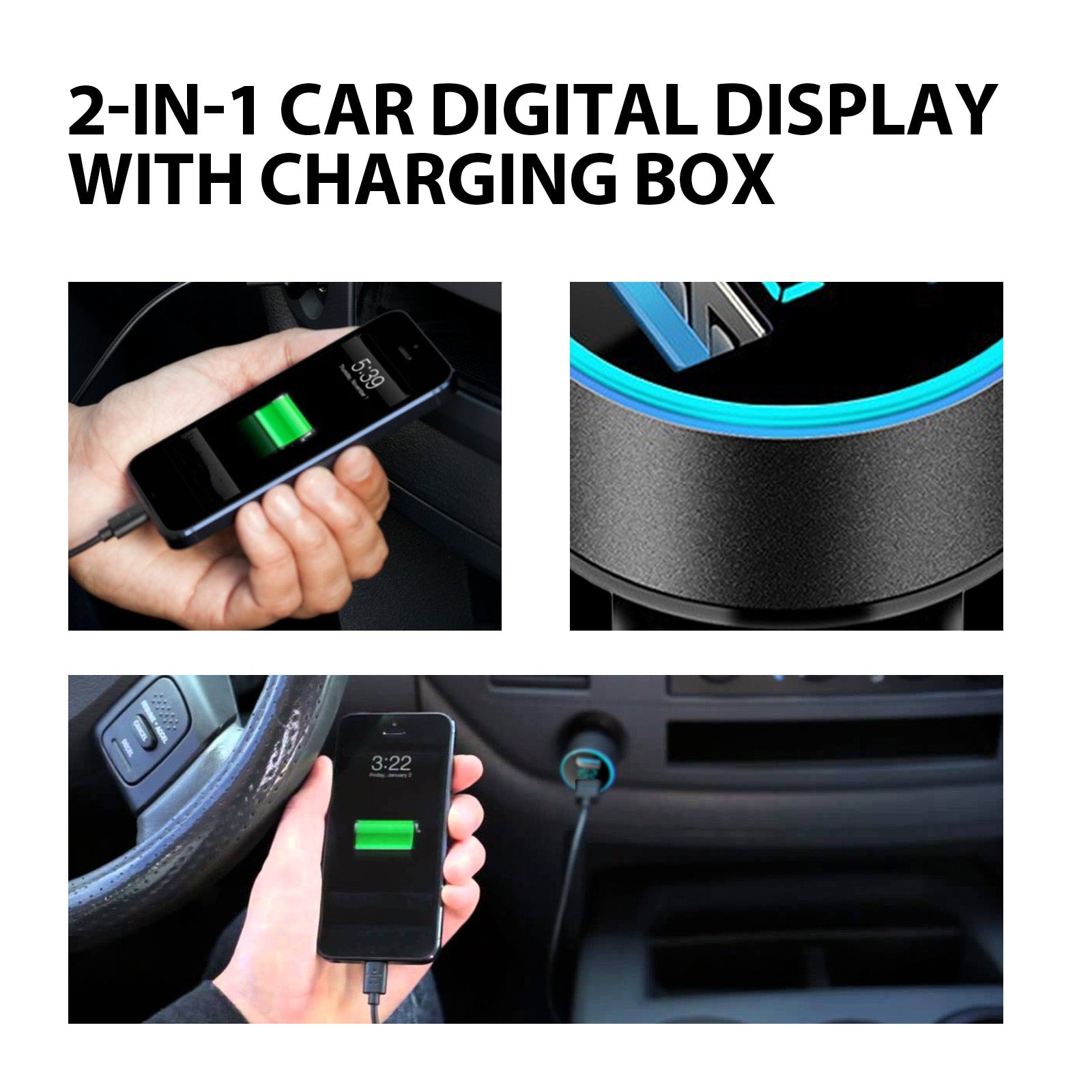 2-in-1 Car Digital Display with Charging Case