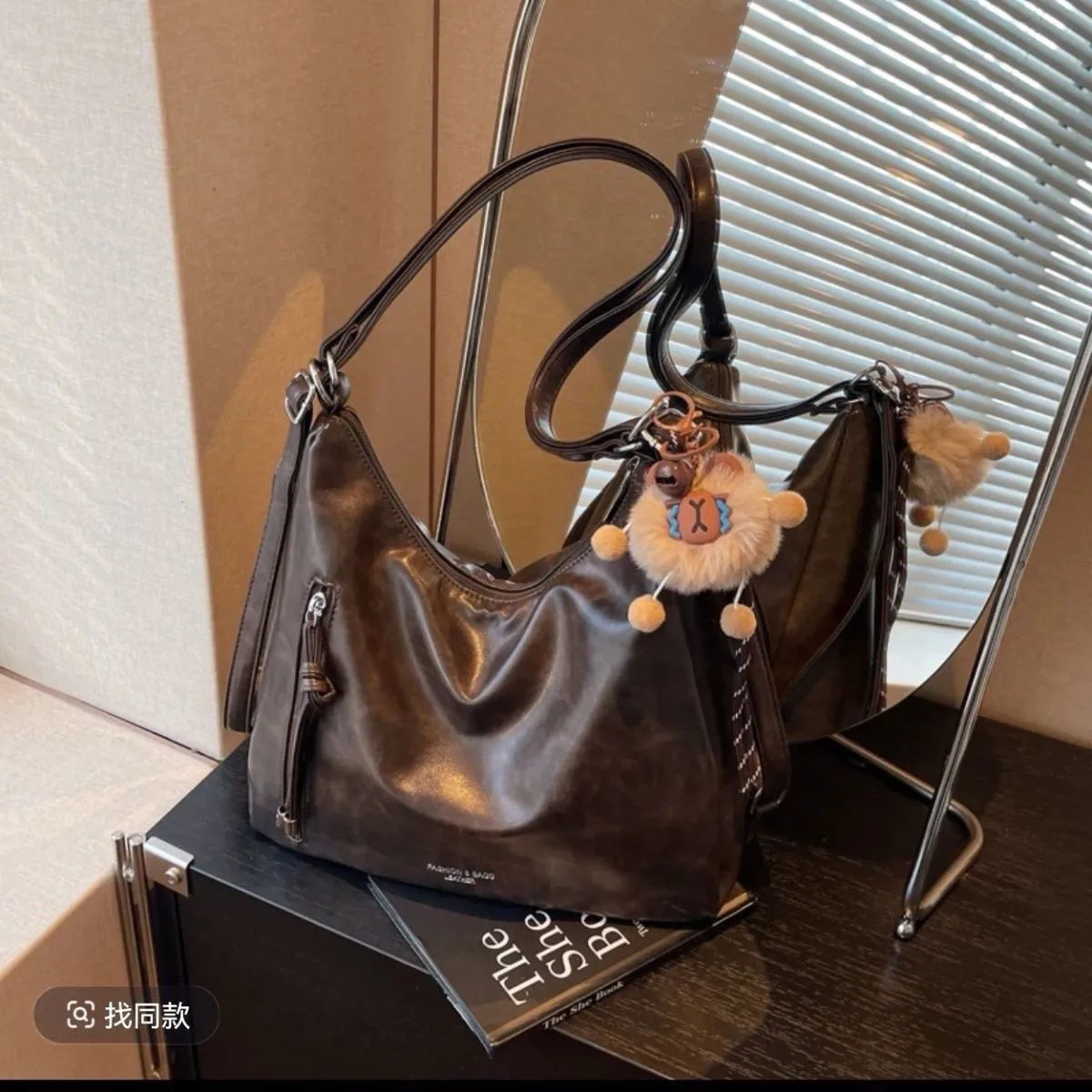 女新款单肩时尚通勤托特斜挎包